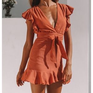 Rust colored mini dress Hello Molly
